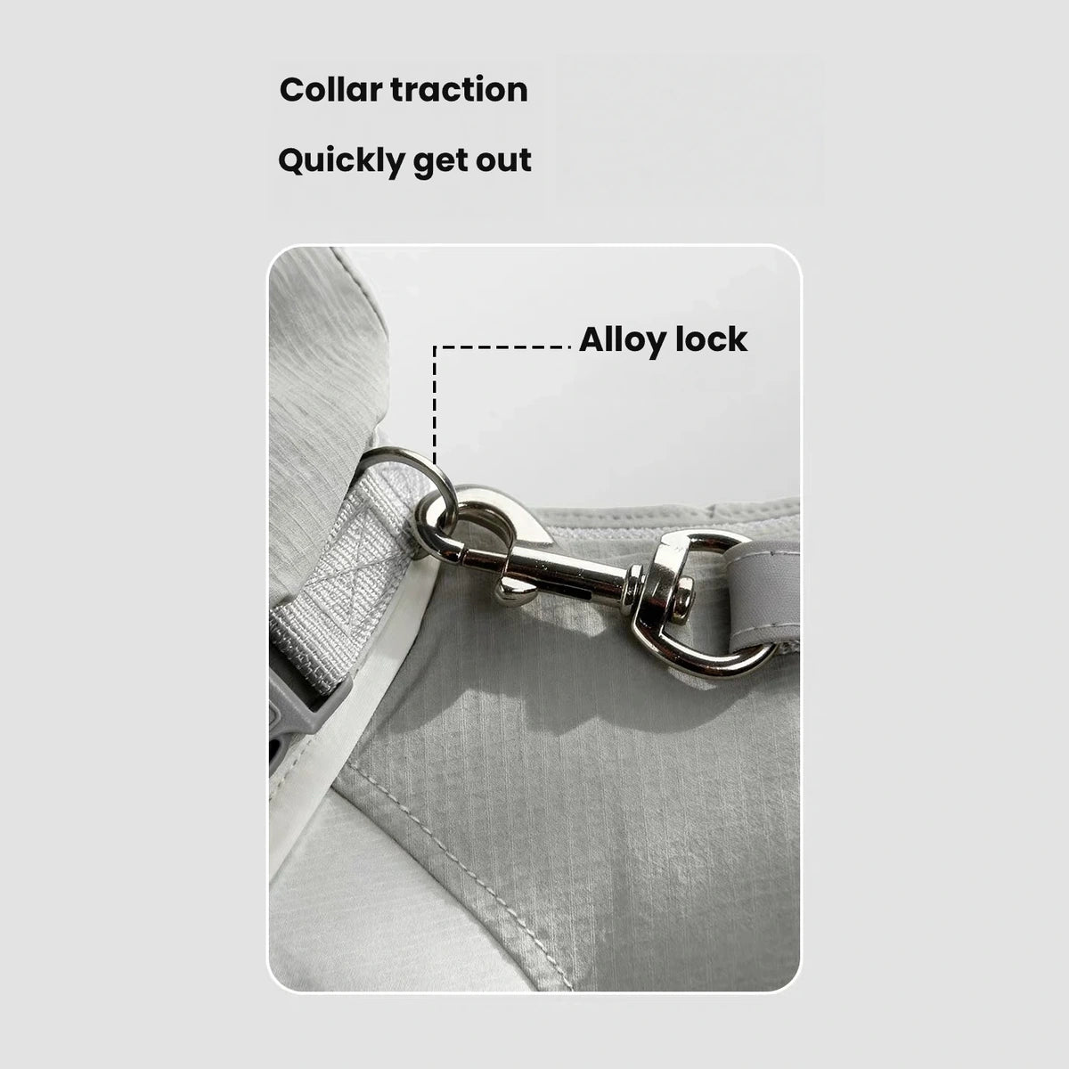 Metal leash clip on dog raincoat