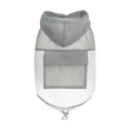 Grey hooded dog cooling vest shown flat