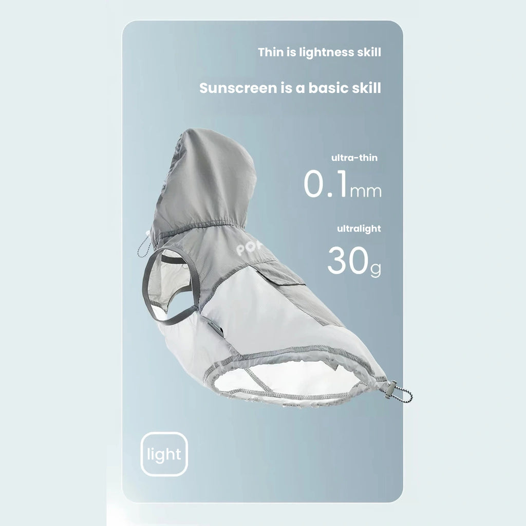 Dog vest weight and fabric infographic