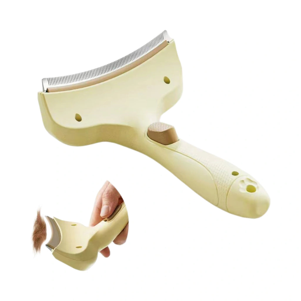 Yellow and white undercoat deshedding brush