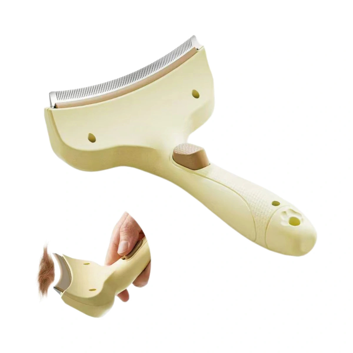 Yellow and white undercoat deshedding brush
