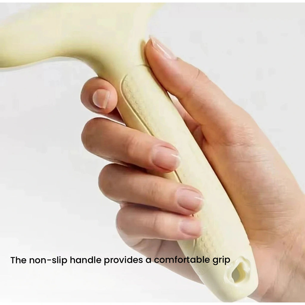 Non-slip handle of yellow deshedding brush
