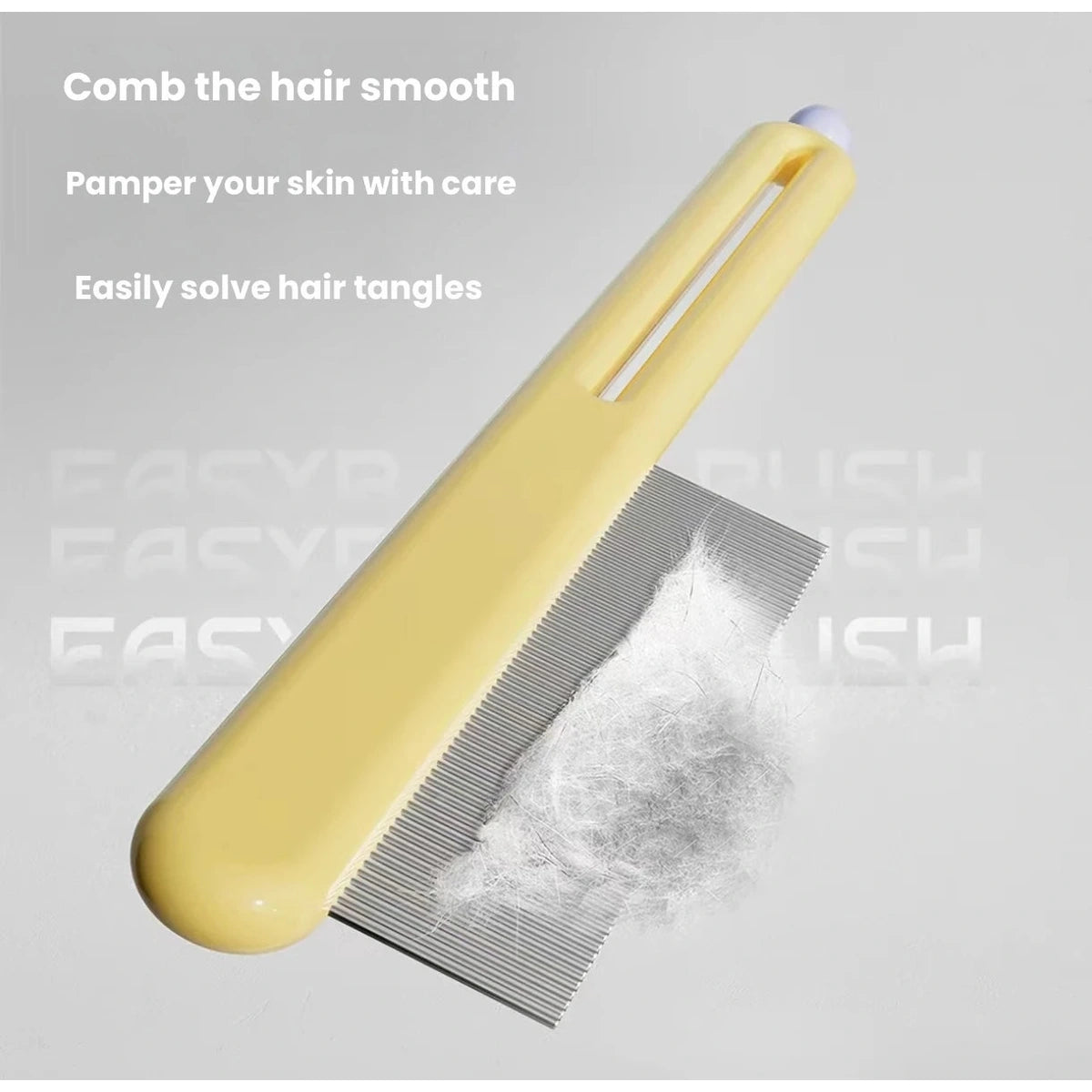 Slim comb passing through loose pet fur