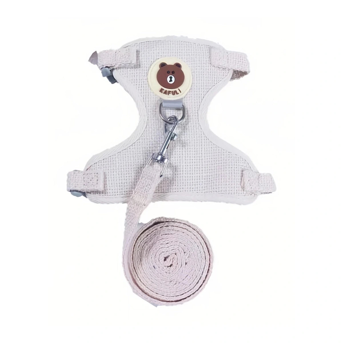 White cat vest harness with matching leash