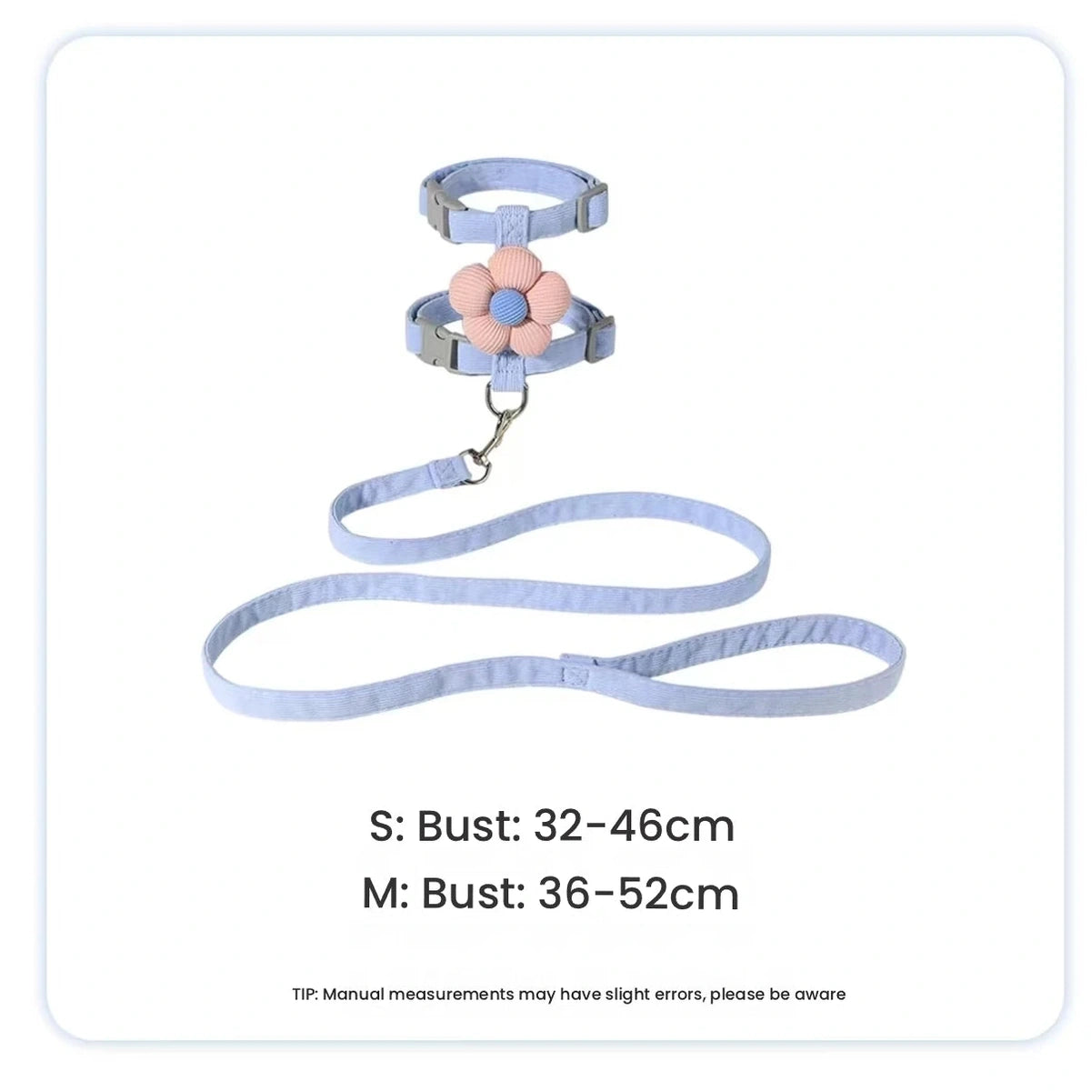 Blue flower cat harness size chart