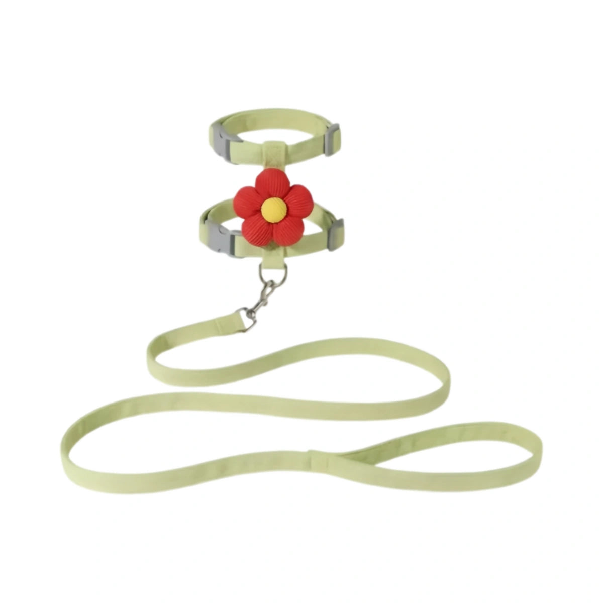 Green flower cat harness and lead