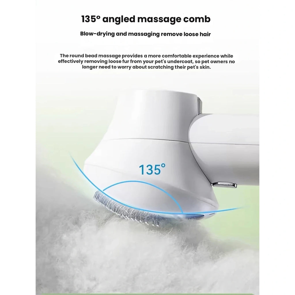 Hipidog dryer brush angled against dog coat