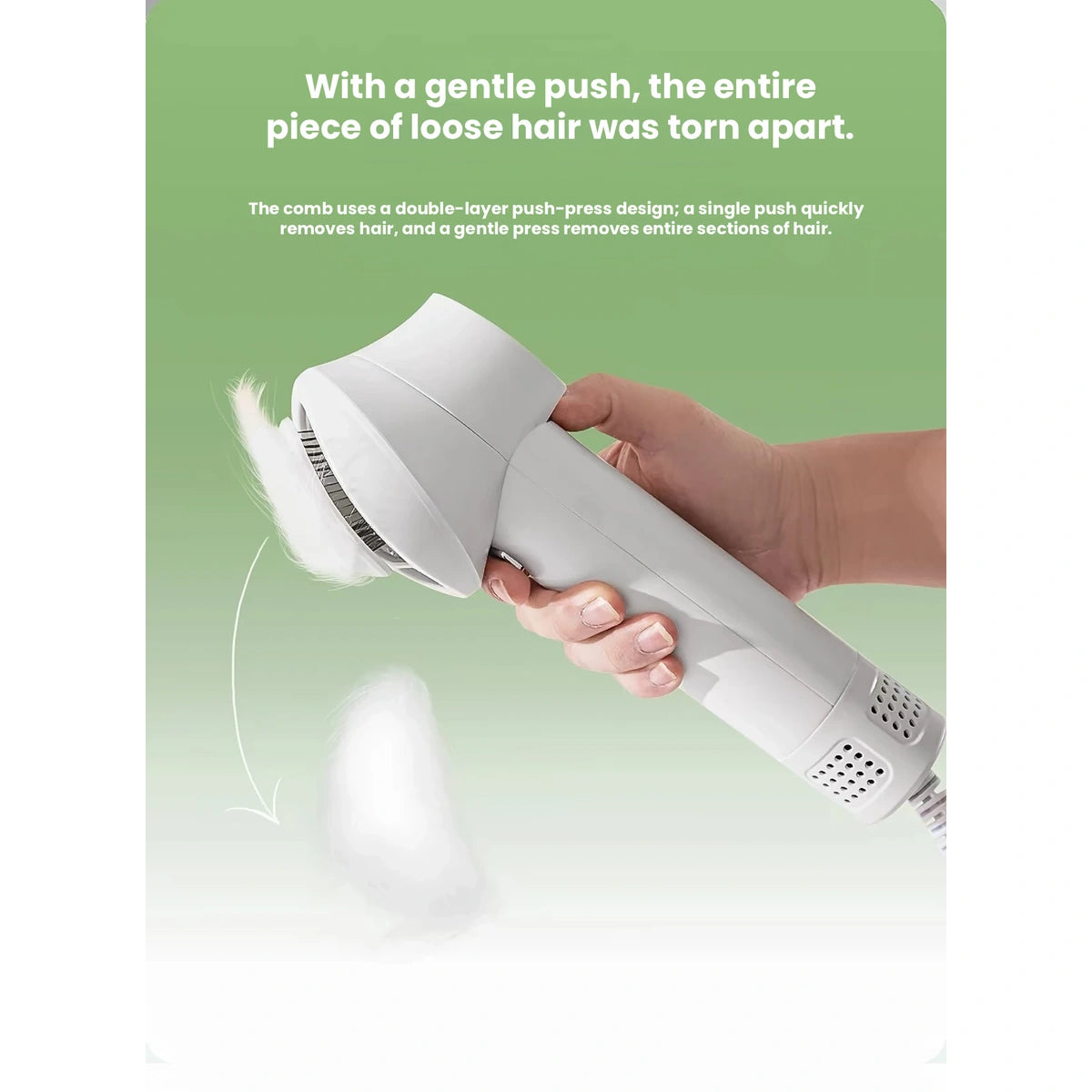 Dryer brush grip held in one hand