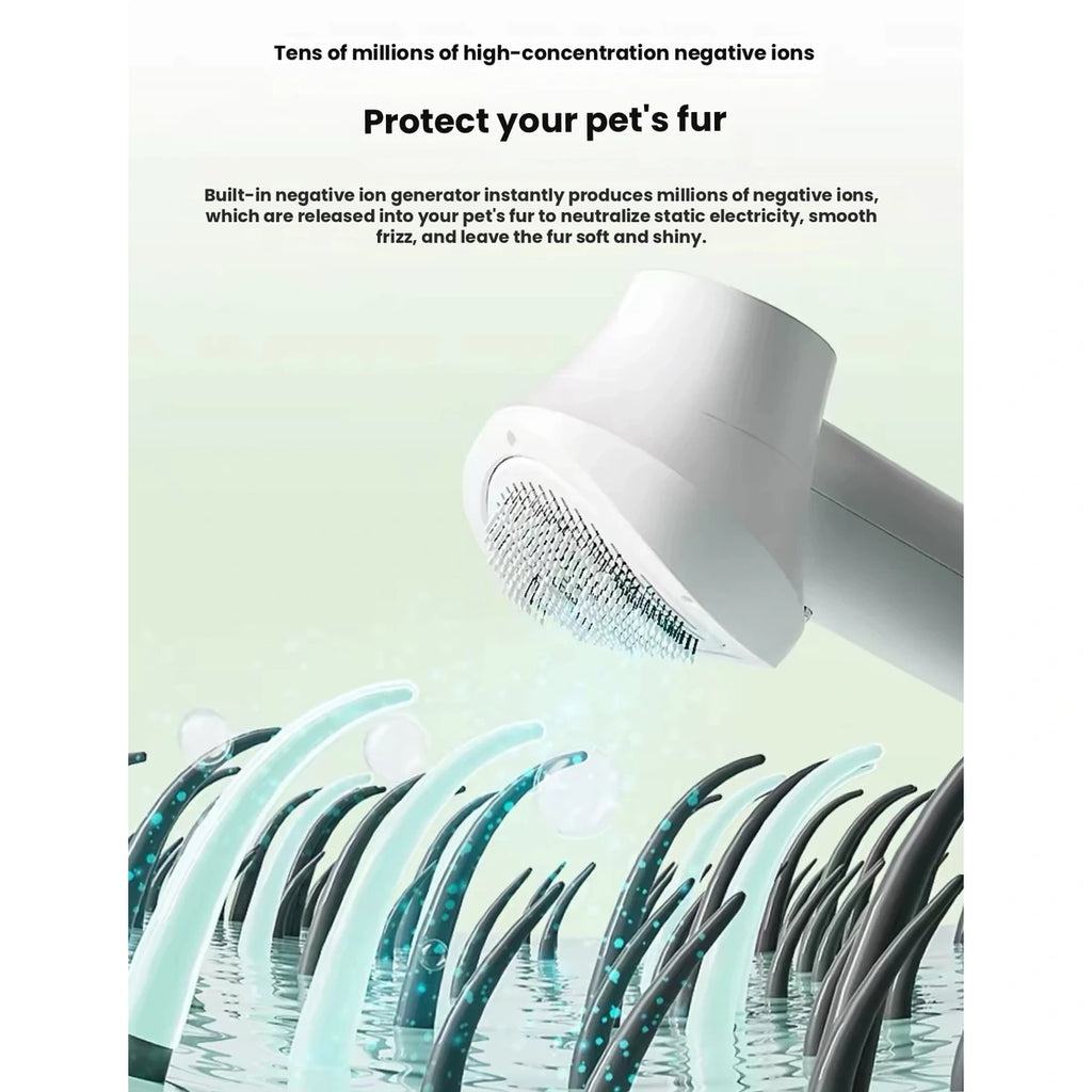 Dryer brush airflow shown through a dog coat