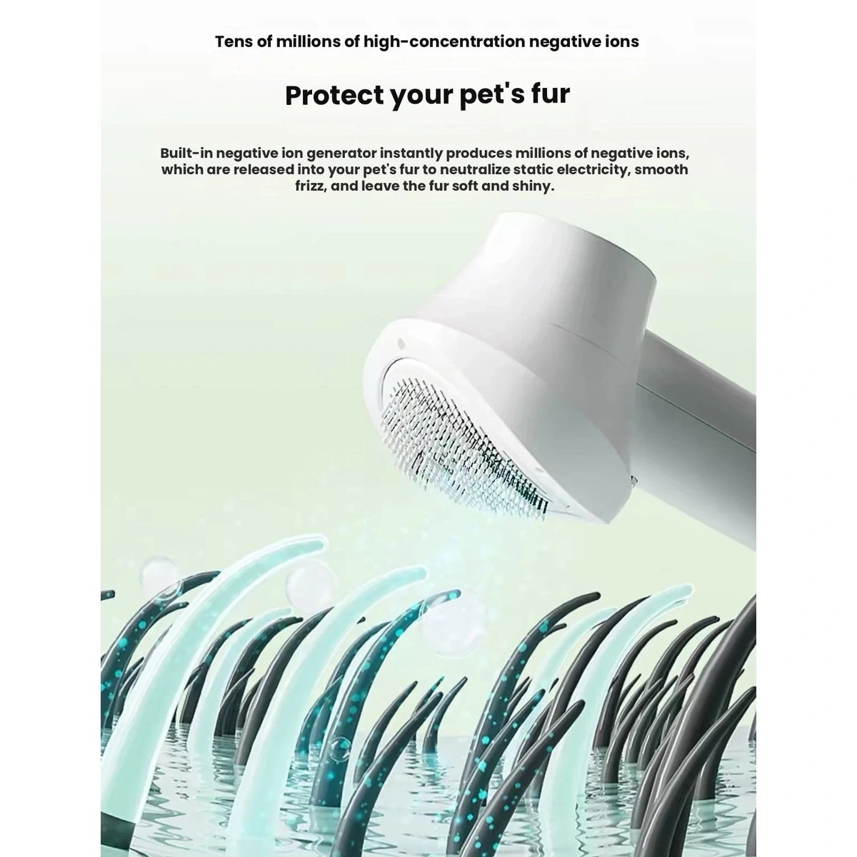 Dryer brush airflow shown through a dog coat
