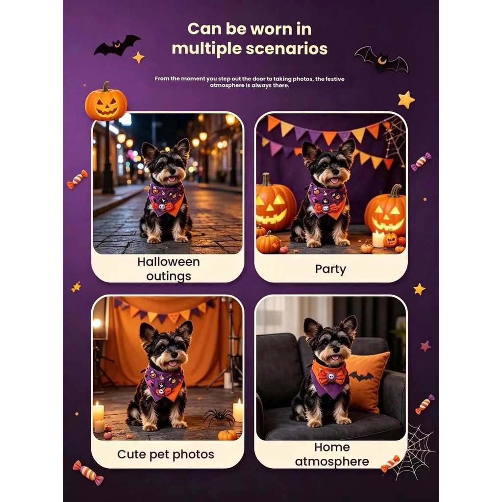 Halloween bandana designs modelled on pets