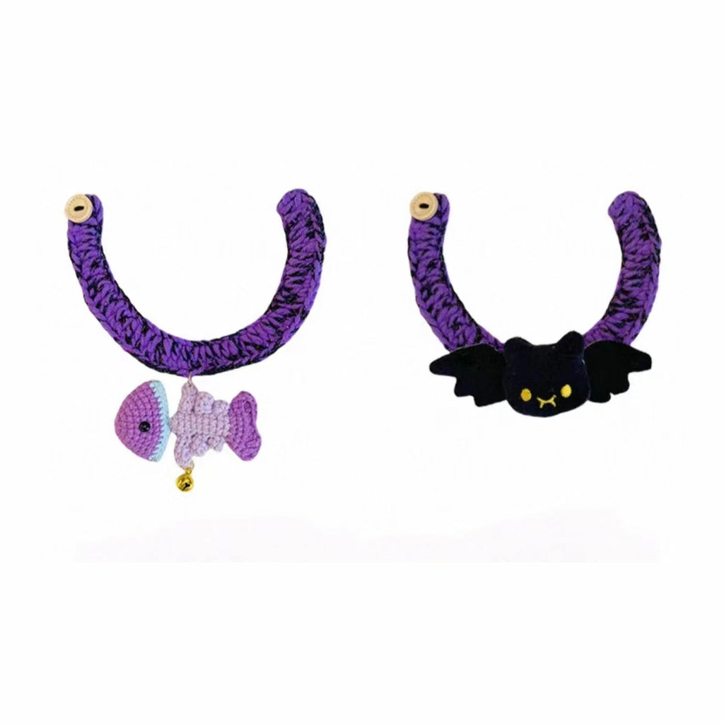 Purple and black collar styles laid flat