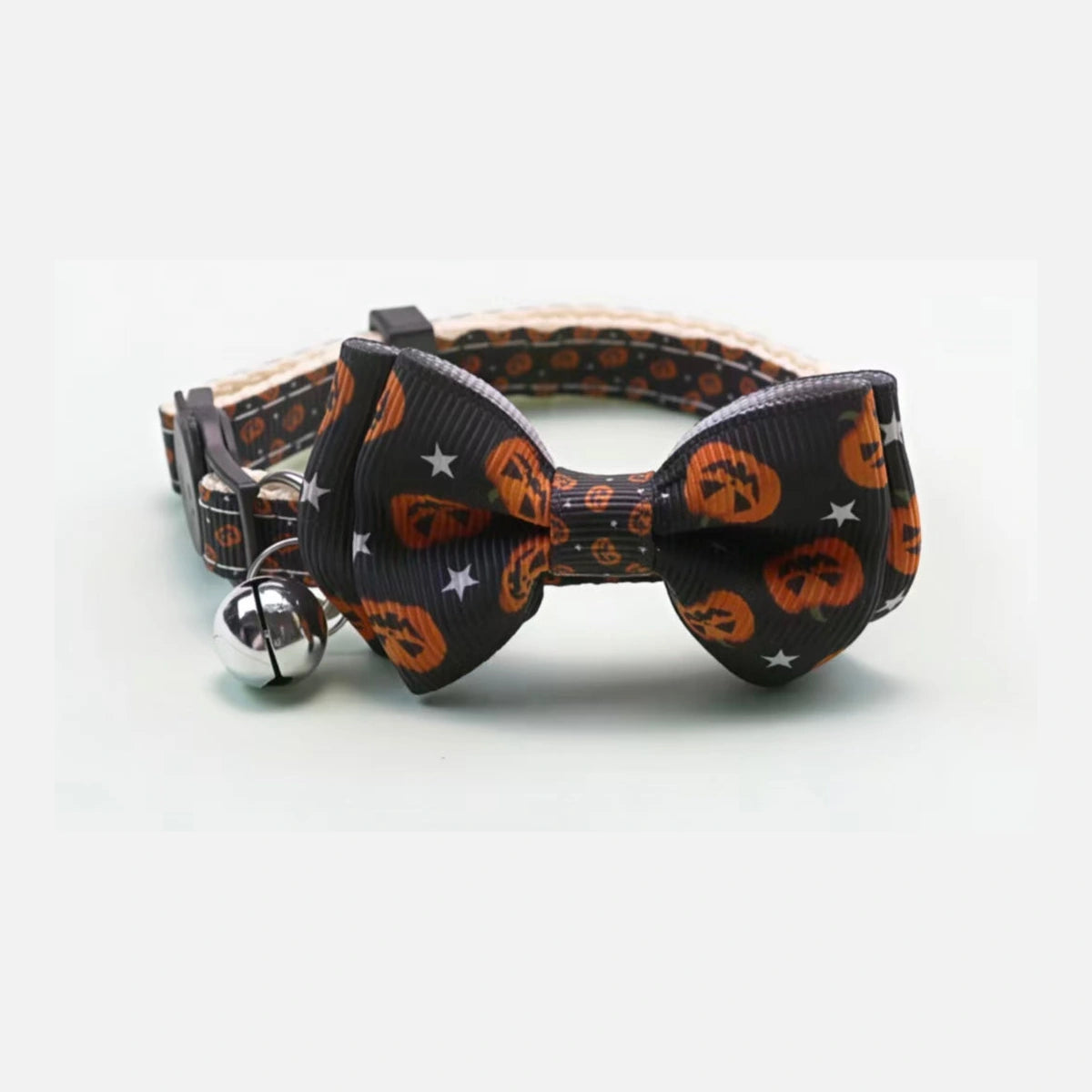 Orange pumpkin patterned pet bow collar