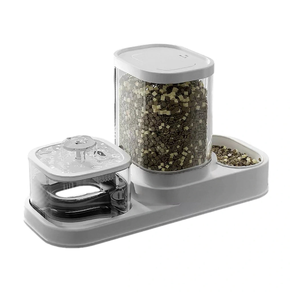 BNBNO pet feeder with water bowl and clear food hopper