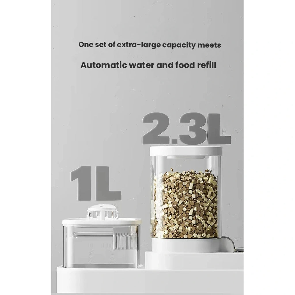 Feeder graphic showing food hopper and water capacity