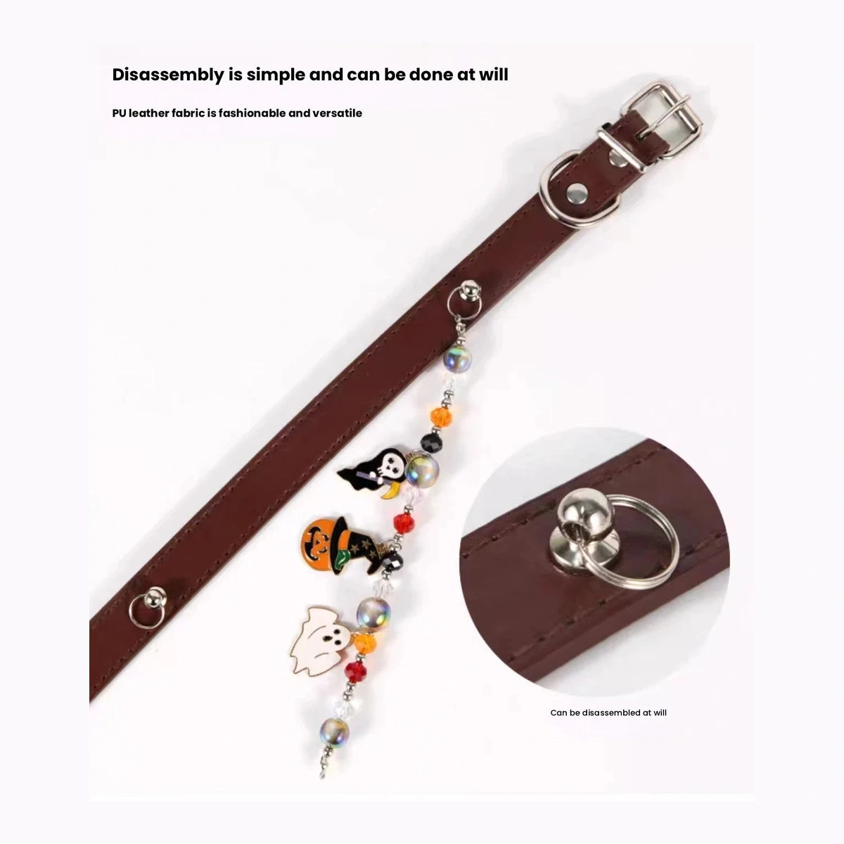 Brown collar and separate charm accessories