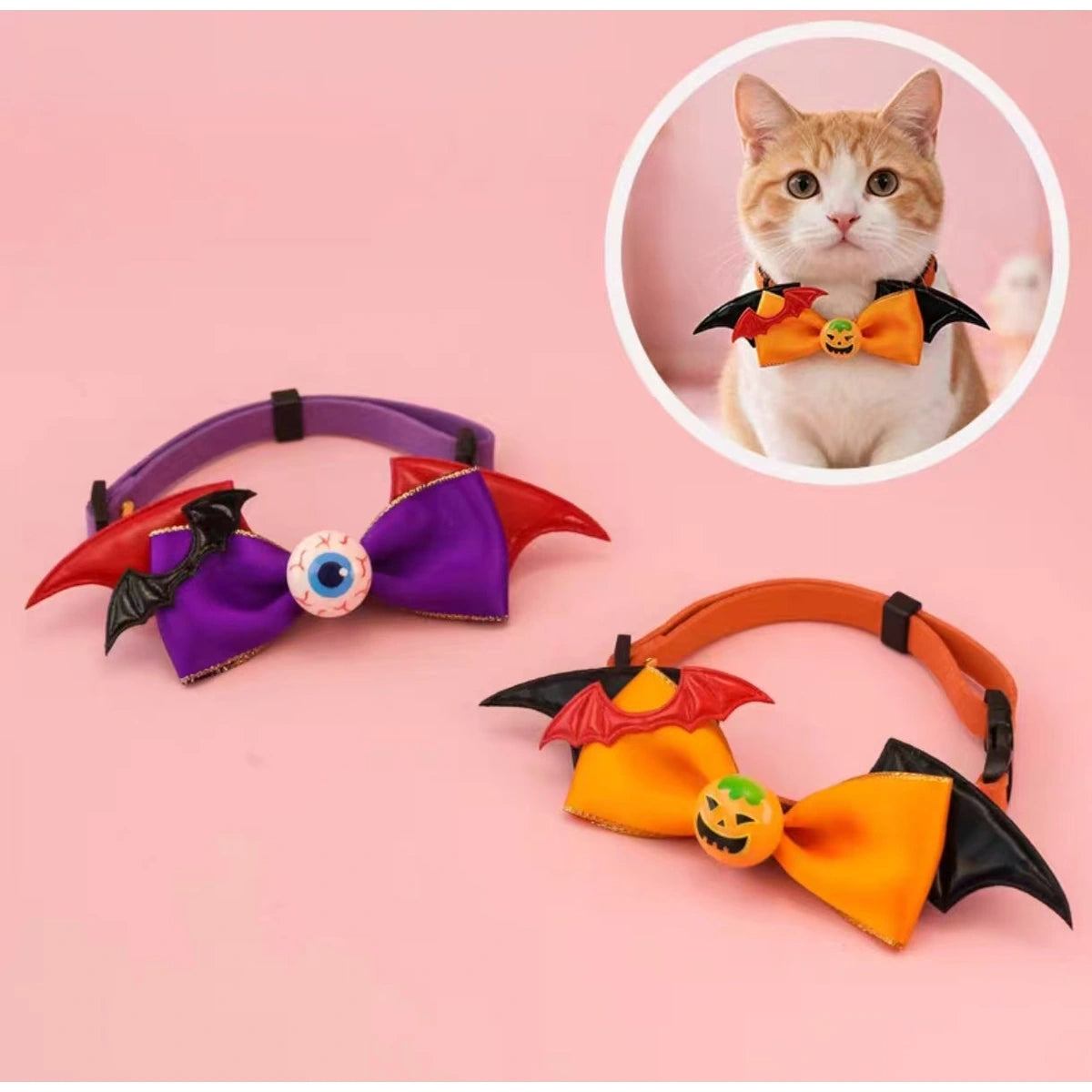 Purple and orange Halloween bow-tie collar choices