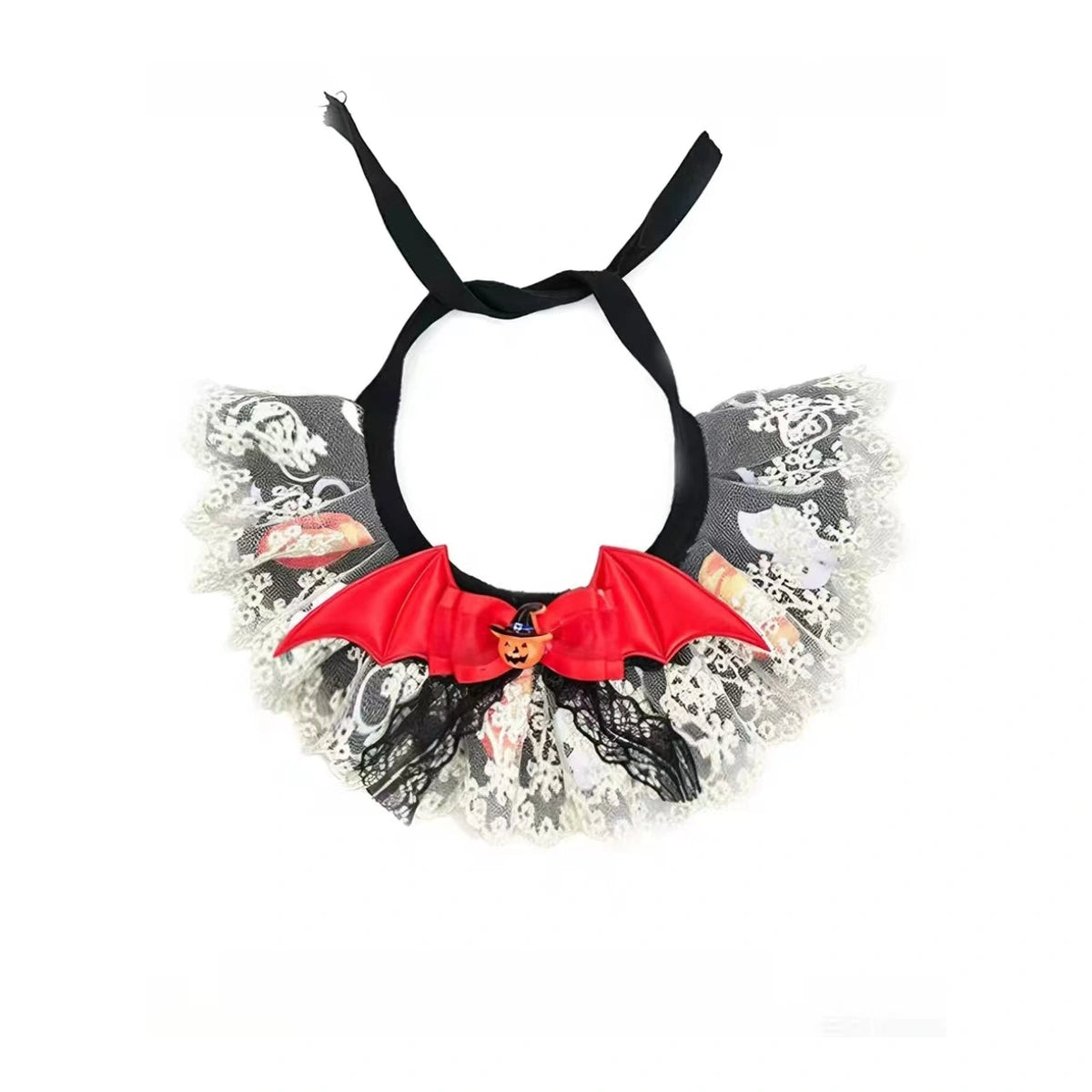 Black and red Halloween lace bib collar