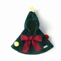 Green Christmas-tree UFBemo pet cape with red bow and star