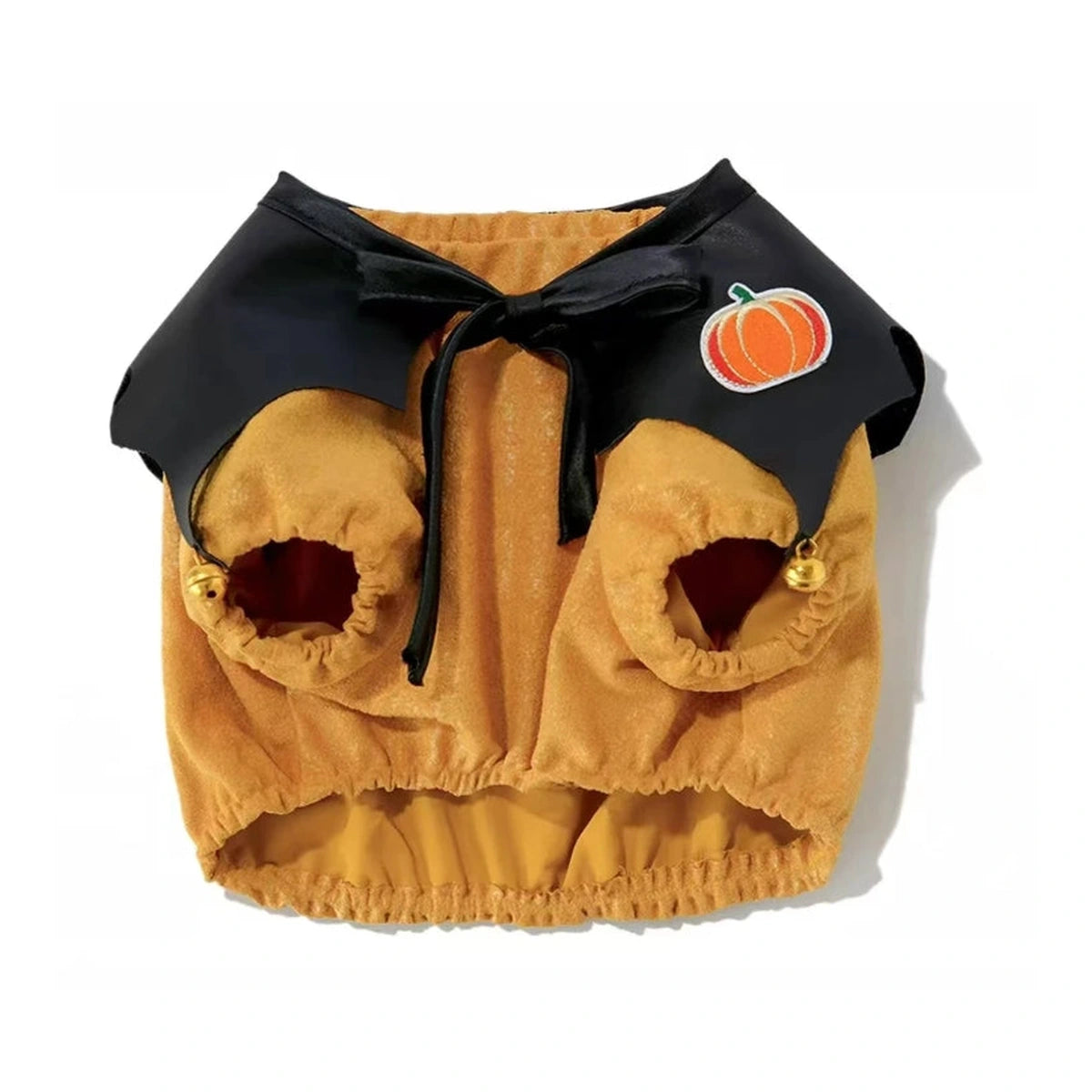 Orange and black UFBemo pumpkin imp cape laid flat