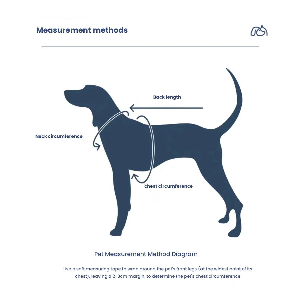 UFBemo harness measurement diagram for dog neck and chest