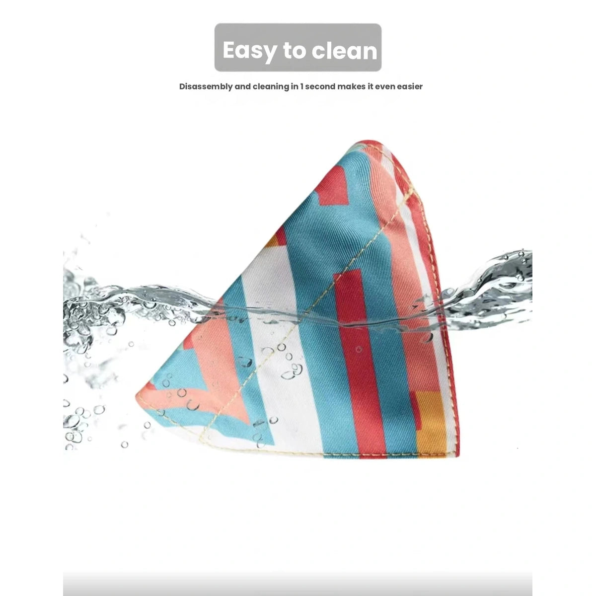 UFBemo bandana fabric shown under running water in care panel