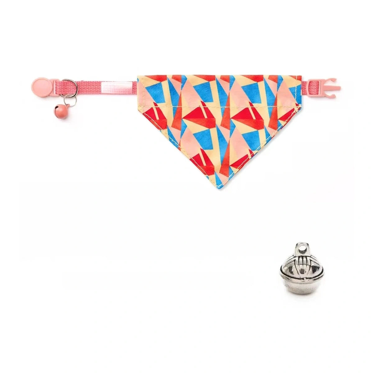 Orange geometric UFBemo cat bandana collar with bell