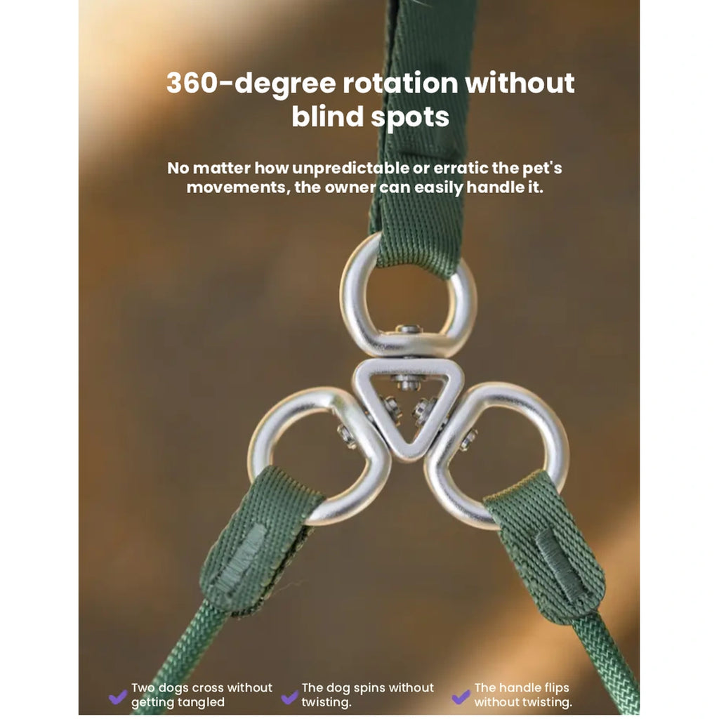 Swivel connector on HOWGO double-dog leash