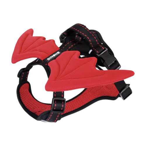DINGKE black and red devil-wings dog harness