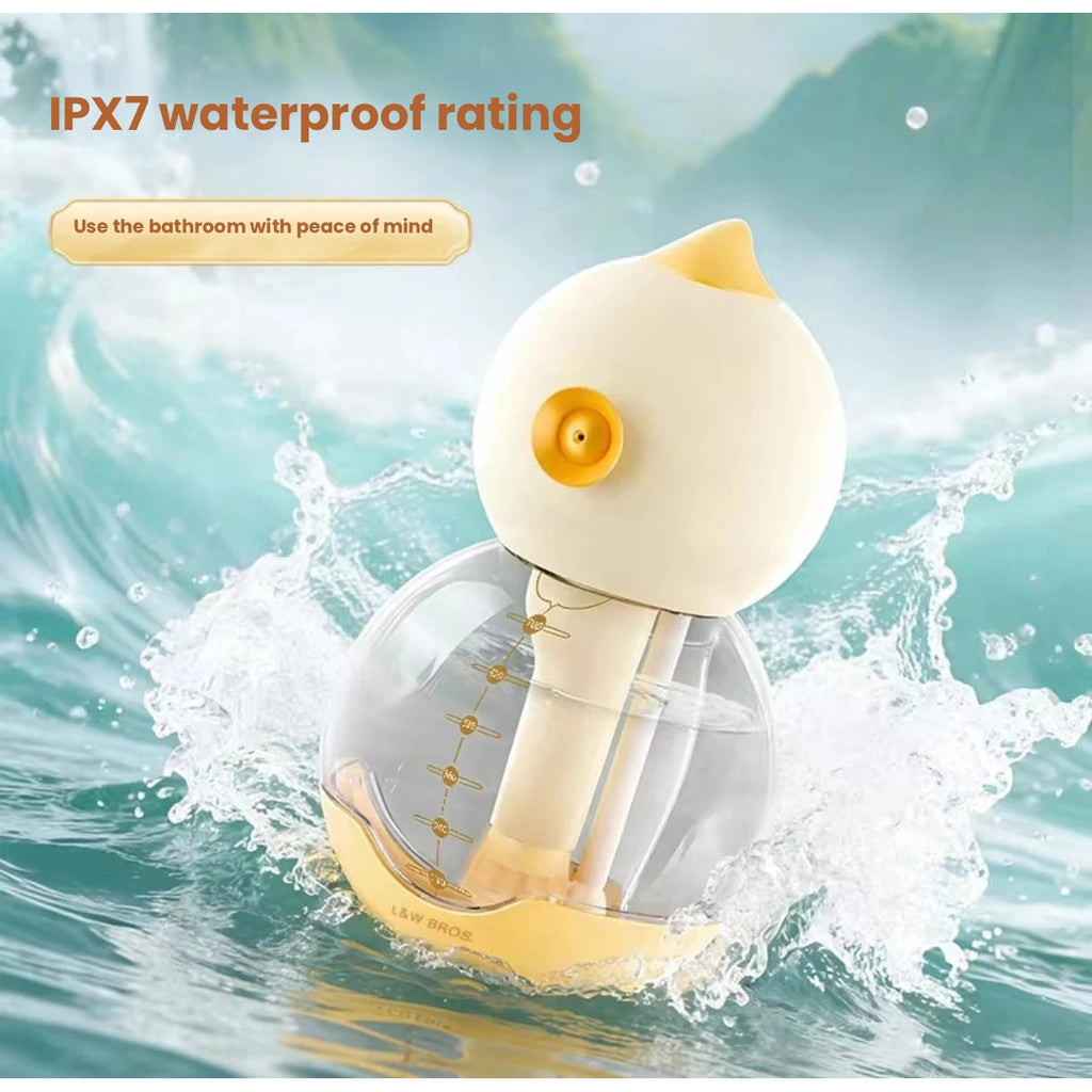 Pet bath tool shown with water around housing