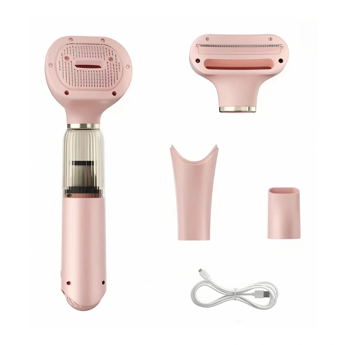 Pink Ckin Pet cordless grooming vacuum and attachments