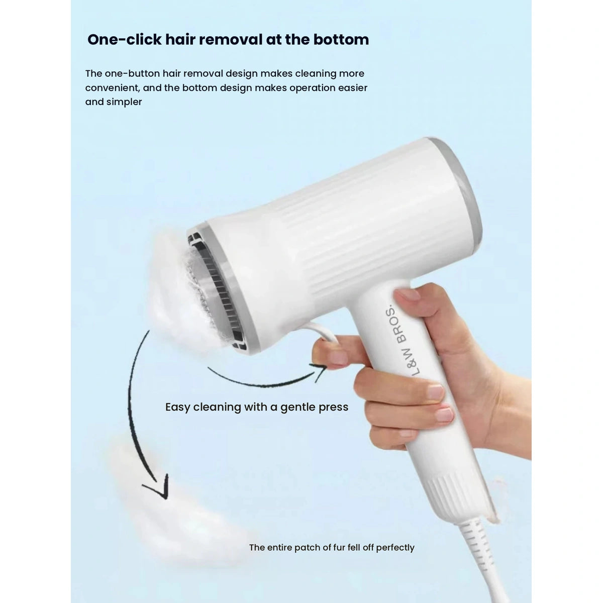 Dog dryer brush head detaching for cleaning