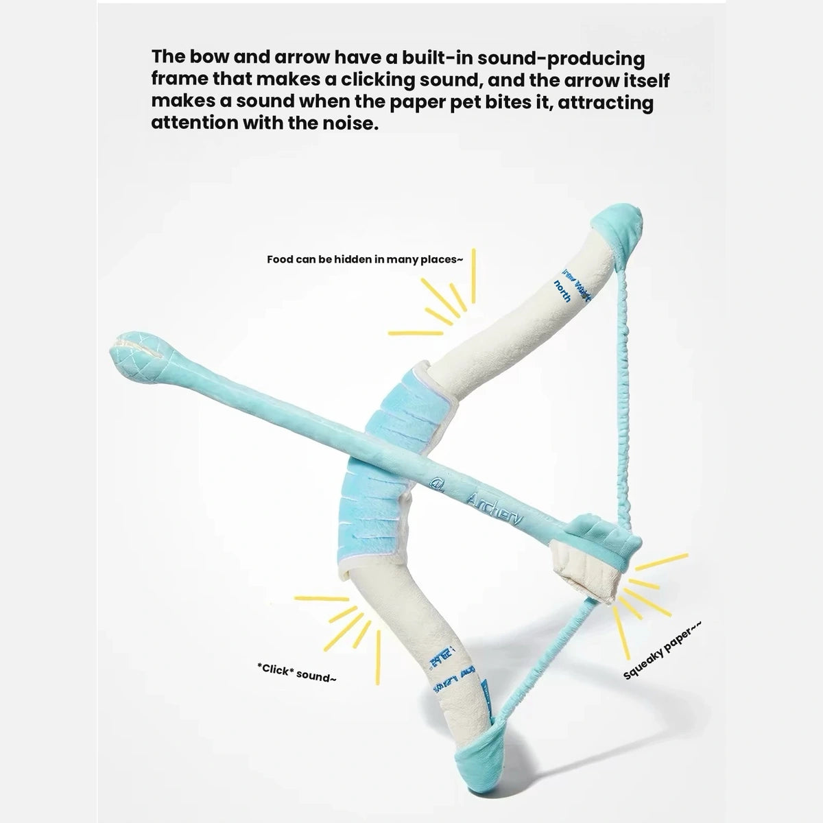 Diagram of Raisingwell bow dog toy and its treat-hiding sections