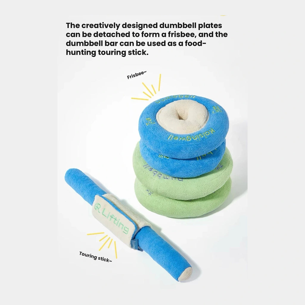 Raisingwell round plush pieces stacked beside blue toy