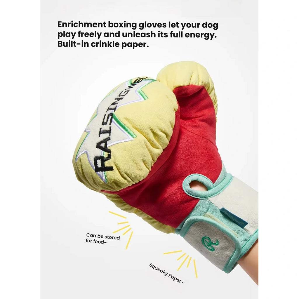 Raisingwell glove-shaped plush toy with red fabric opening