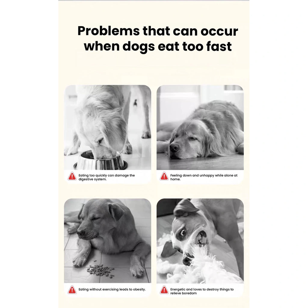 Dogs shown beside a HOWGO silicone puzzle feeding mat