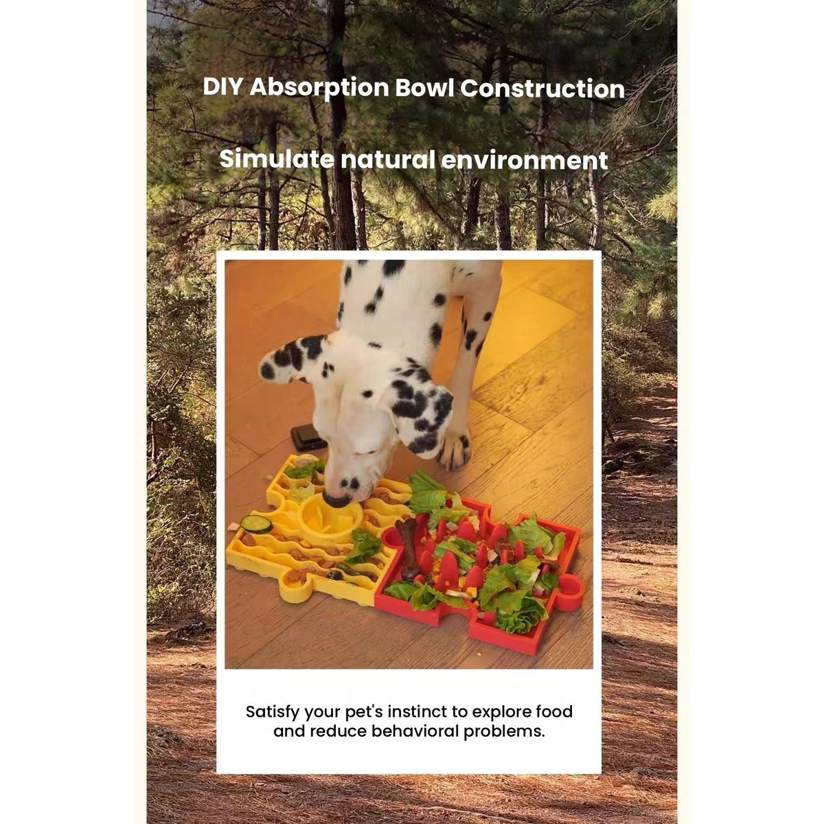 Dog licking food from a HOWGO enrichment mat outdoors