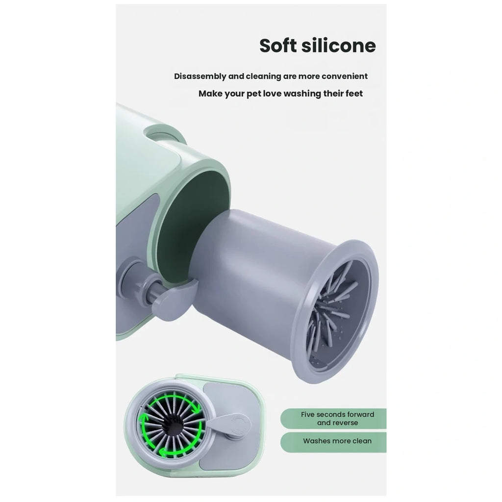 Close-up of soft silicone cleaning cup inside paw washer