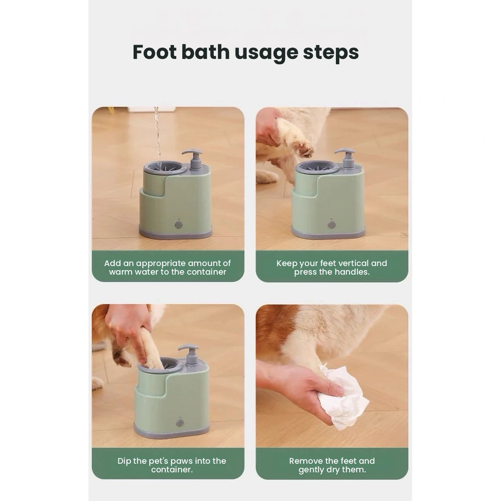 Four-step dog paw washing and drying guide