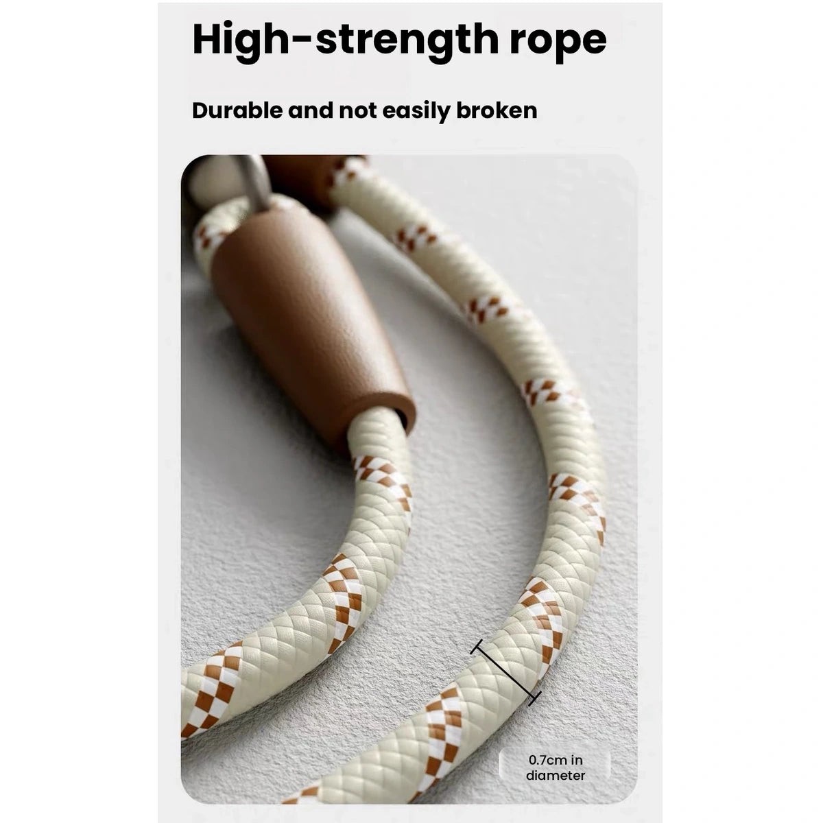 Close-up of woven rope and metal clasp on double dog lead