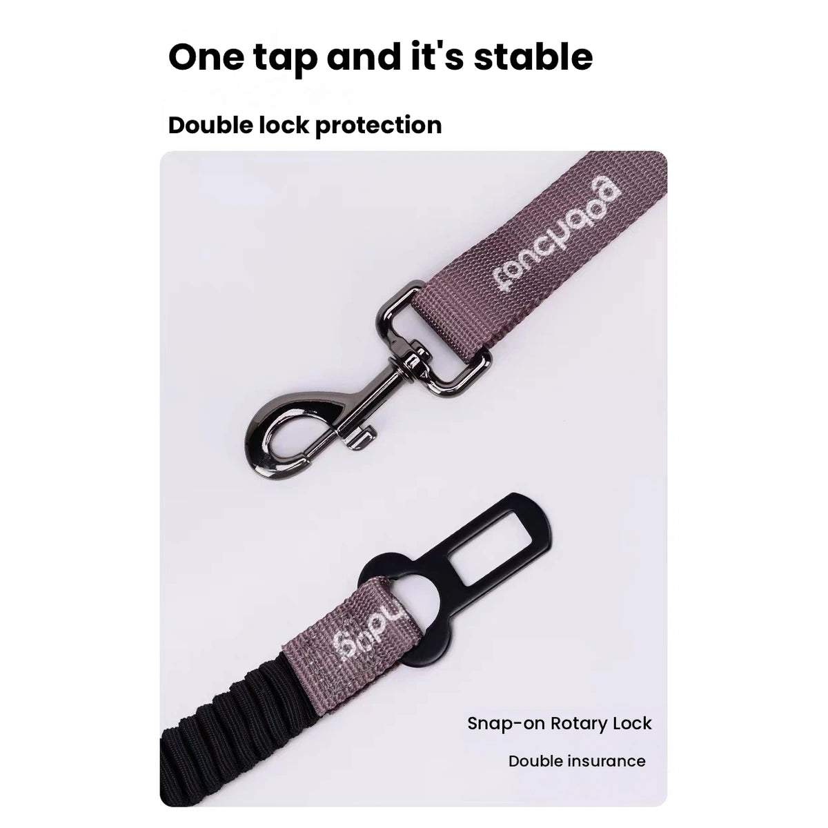 Touchdog tether snap hook and seat belt tongue details