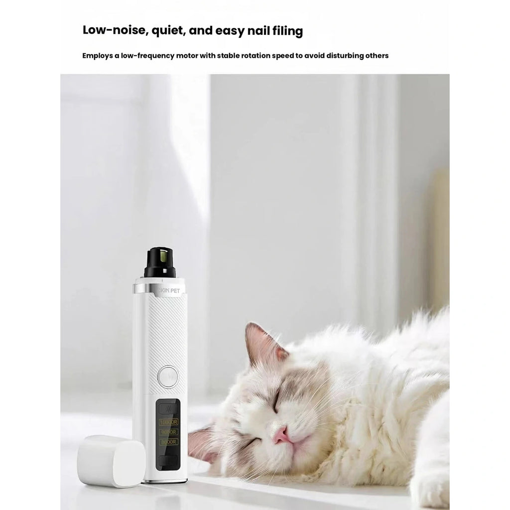 Ckin Pet pet nail grinder beside a resting cat