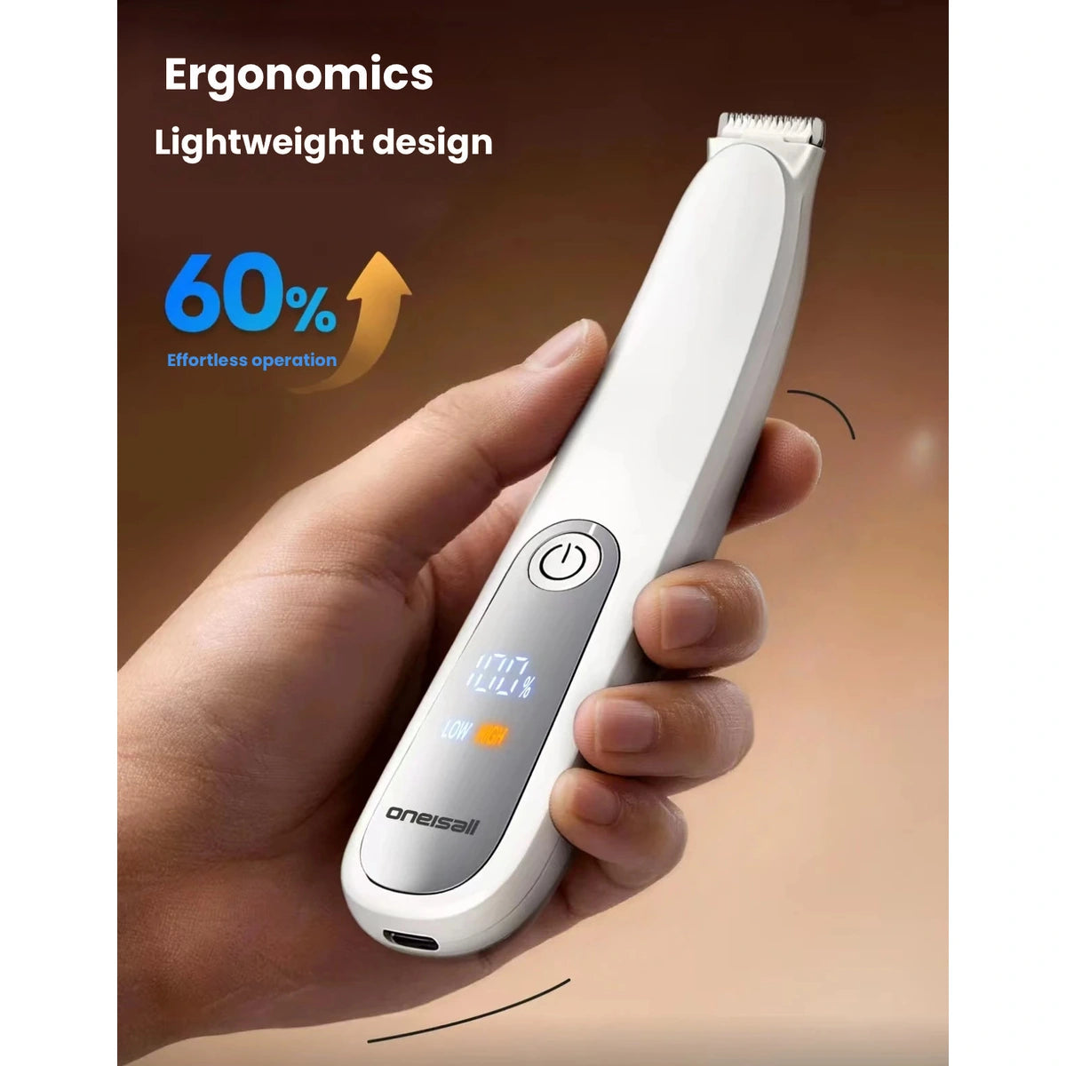 White oneisall paw trimmer held in one hand