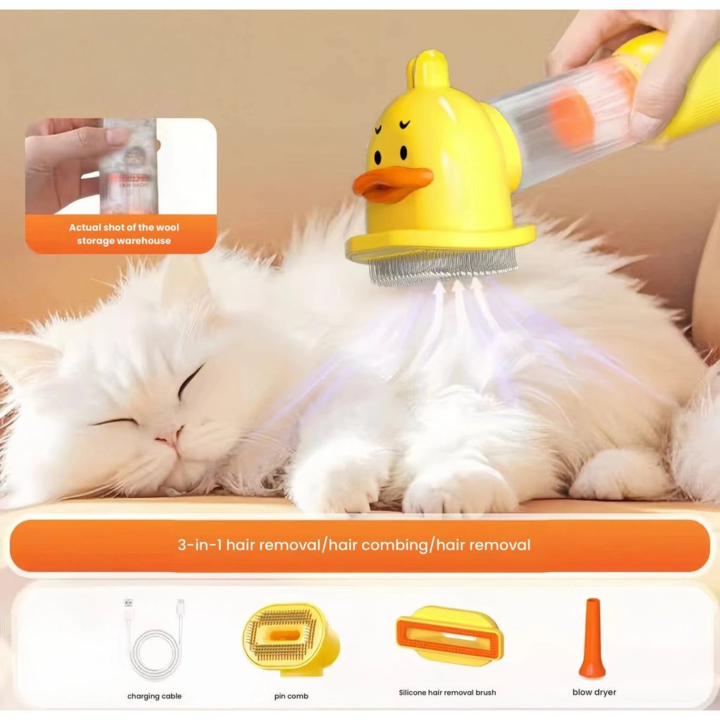 Yellow pet grooming tool with detachable brush heads