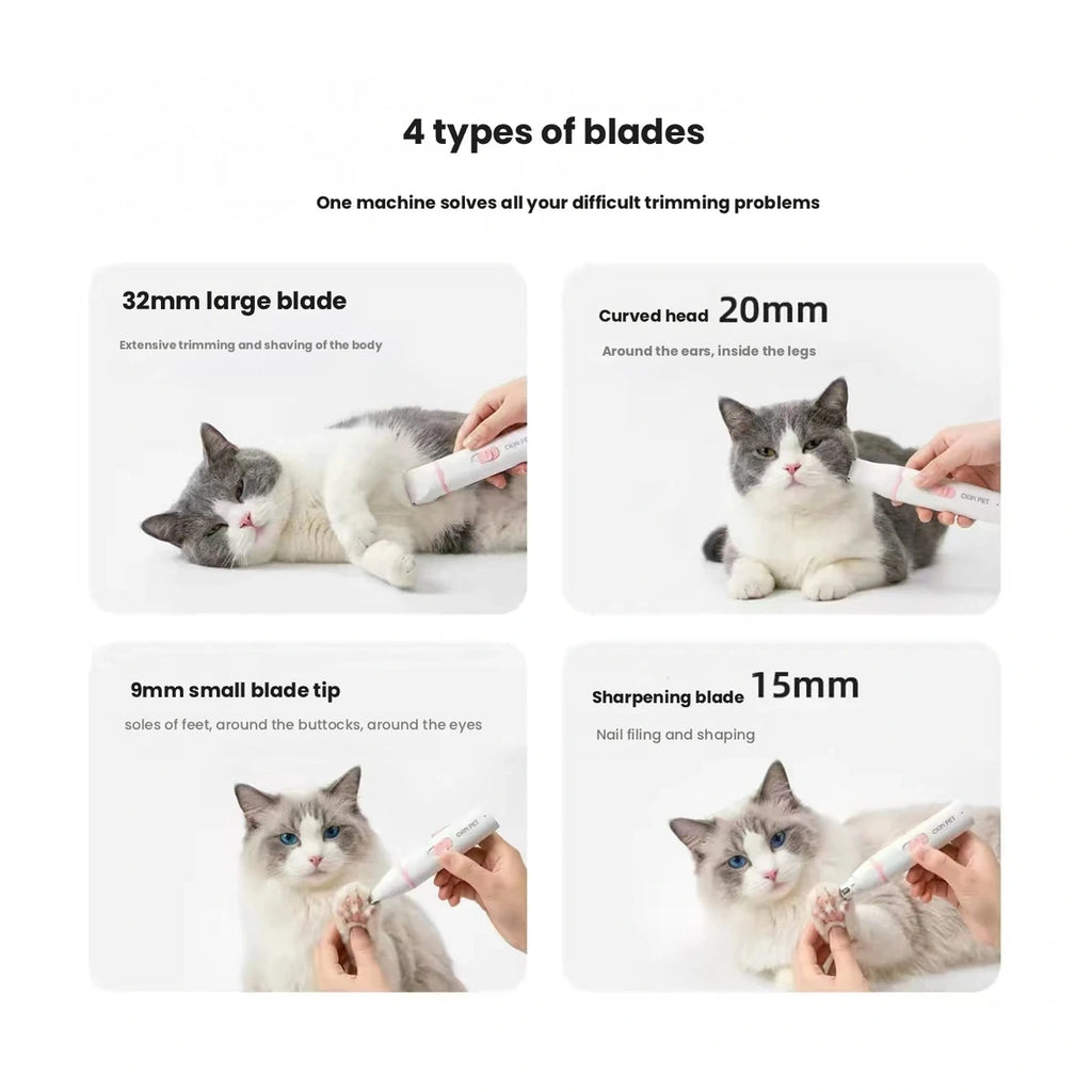 4 種類のカッティングヘッドを備えた Ckin Pet バリカン