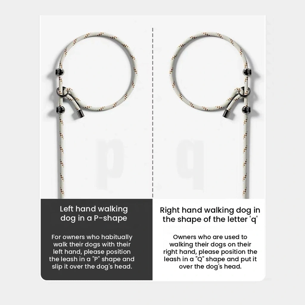 POPOCOLA double dog lead: diagram of two slip loops for dogs