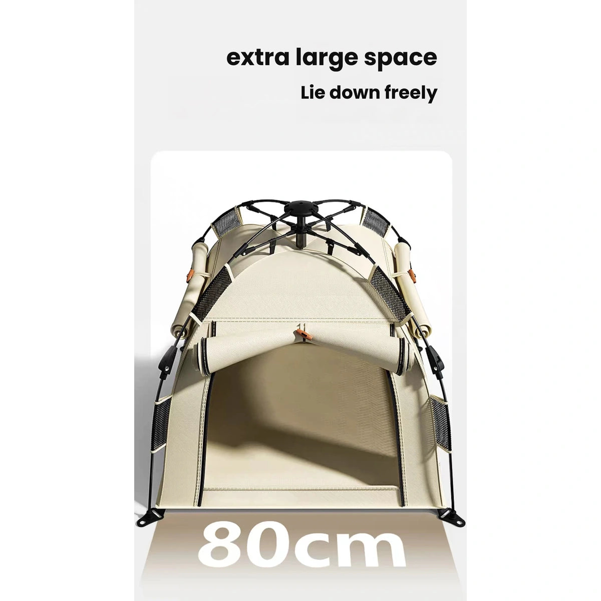 POPOCOLA dog tent: front dimensions of assembled dog tent
