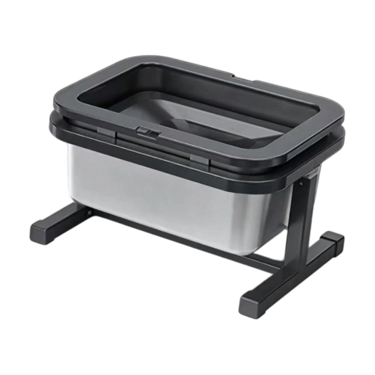 PAKEWAY raised water bowl: black raised dog water bowl with steel vessel