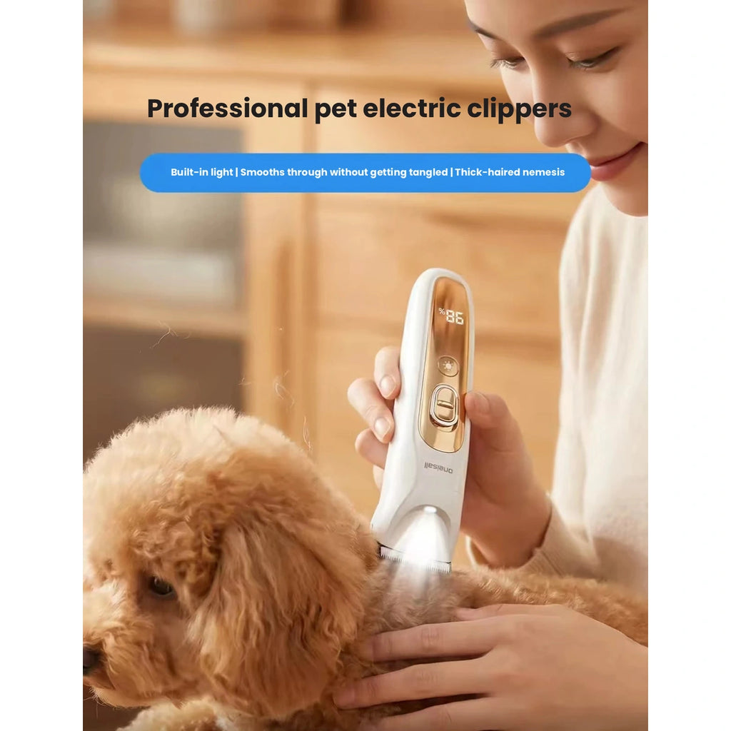 Oneisall grooming clippers: person grooming small dog with clipper