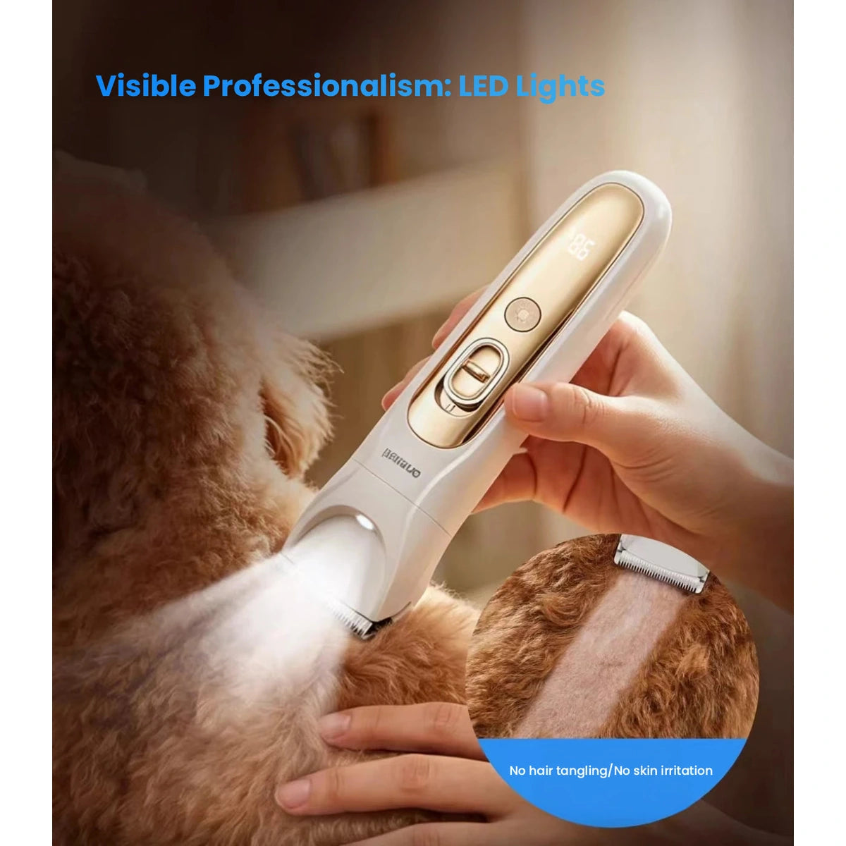 Oneisall grooming clippers: light beside pet clipper cutting head